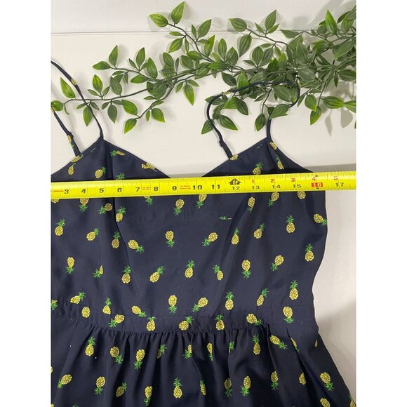 J.Crew Womens Pineapple Print Navy Dress Adjustable Straps Size 10 - Picture 12 of 16